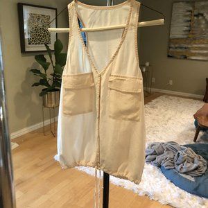 100% Silk Light Pink V-Neck Tank w/ Adjustable Waist